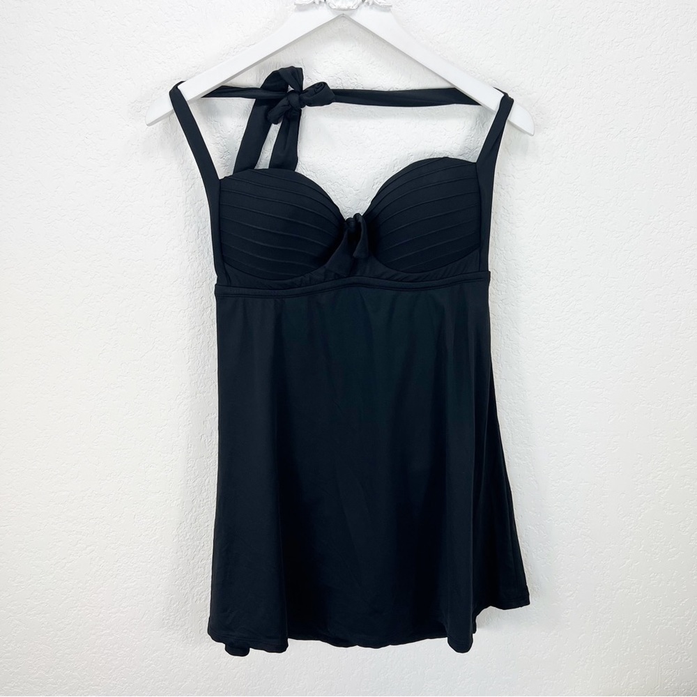 Swimsuits for All Black One Piece Swim Dress Halter Size 8 NWT